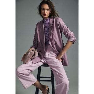 Anthropologie Maeve Double-Breasted Linen Blazer